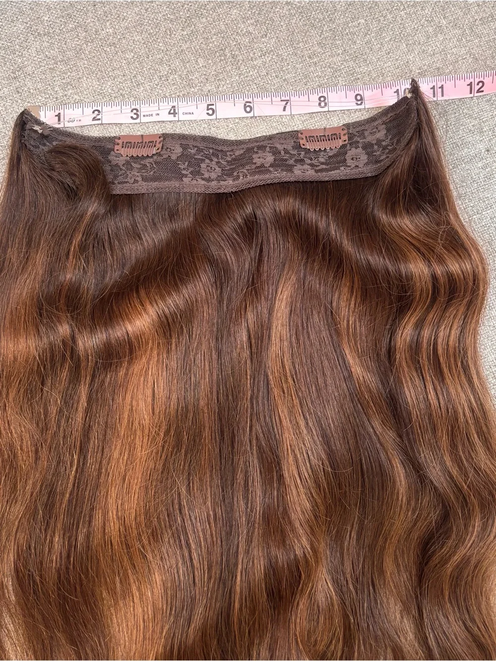 Hair halo made of 💯 virgin human hair (18”) Invisible Weft
